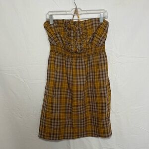 Anthropologie Maeve Mustard Plaid Dress from 2000s - size L